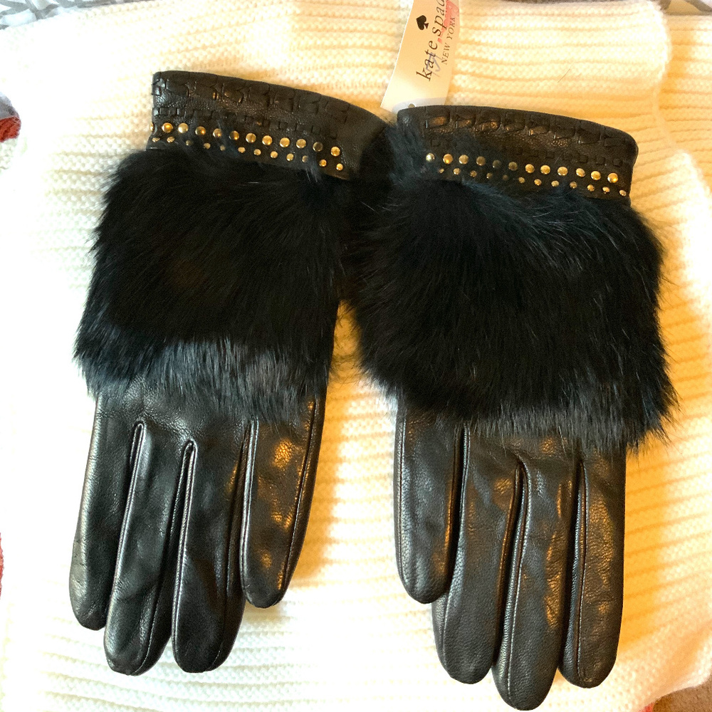 Kate Spade Leather/Fur Gloves